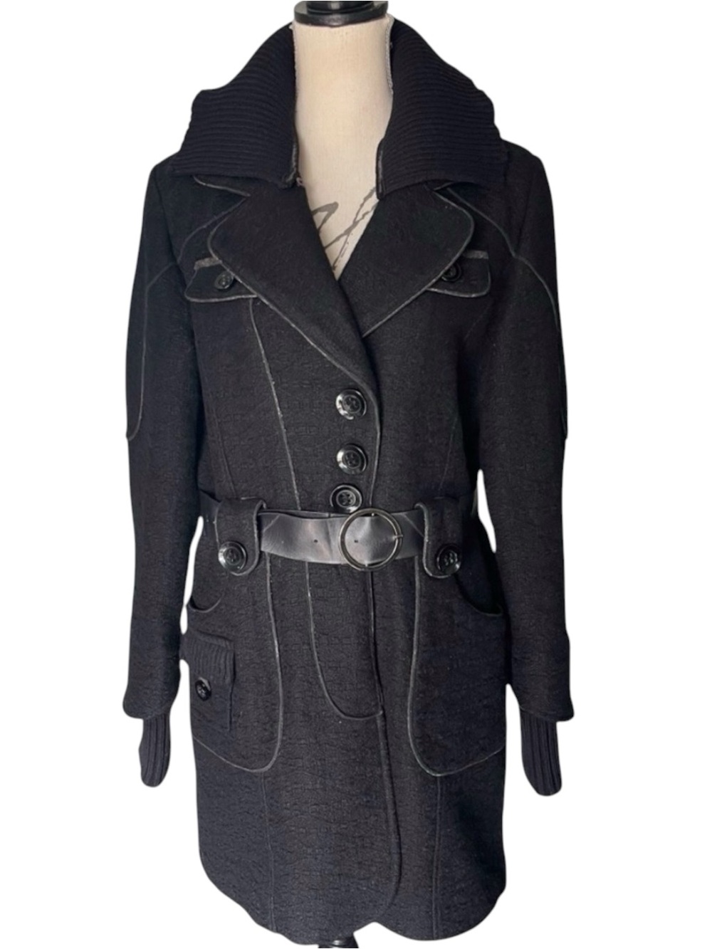 Nuage Black Wool Blend Belted Trench Coat (M)
